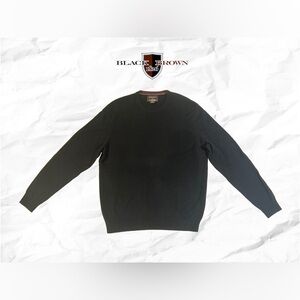 Black Brown 1826 Men's Classic Black 2 Ply Cashmere Crewneck Sweater